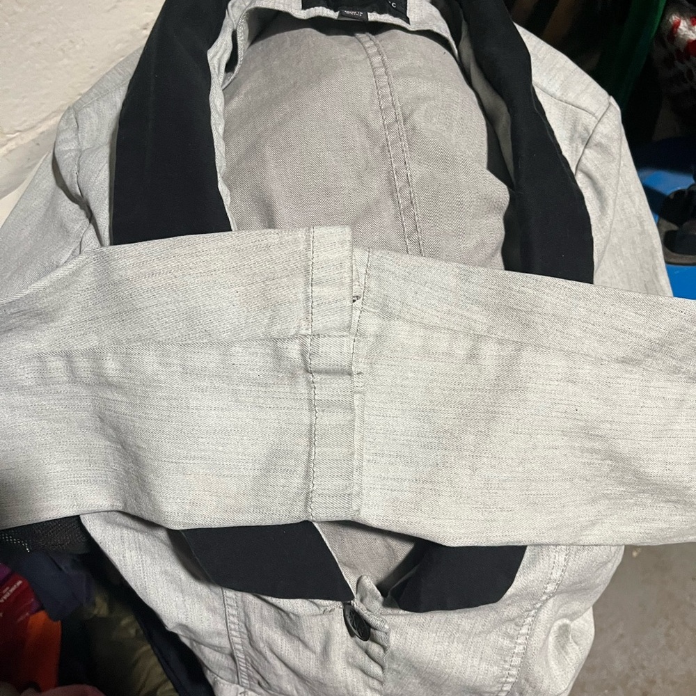 Y2K!ROCK&REPUBLIC Women's LightGrey DenimBlazer Jacket|BlackTuxedo LapelTrimS:12